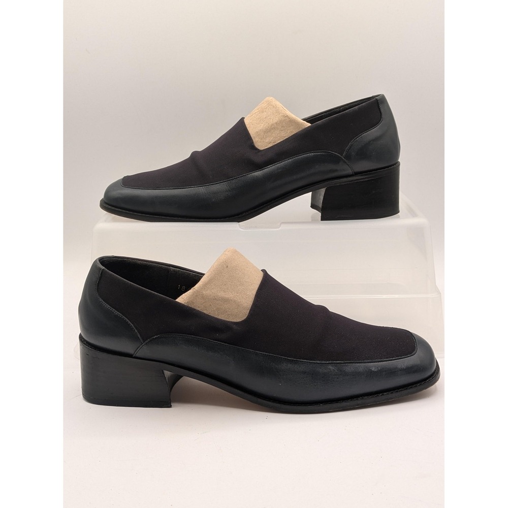 Donald J Pliner Dress Shoes Womens Size 9.5 Black Leather Square Toe Slip On